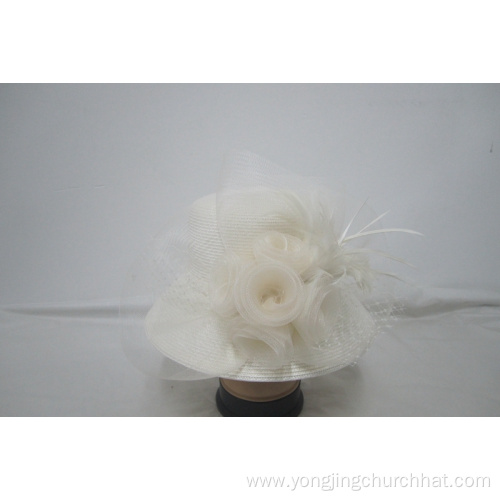 Women's Big Floral Poly Church Derby Hat